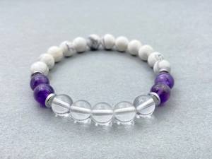 Amethyst Clear Quartz Howlite <b>Bracelet</b> Natural Crystal 8mm Beaded <b>Bracelet</b> Stretch <b>Bracelet</b> For Meditation Healing Protection - Product Image 5