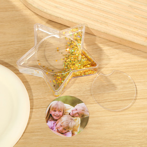 Globo de nieve acrílico personalizado con forma de estrella y marco para insertar fotos, recuerdo, globo de nieve con foto para niños - Product Image 2