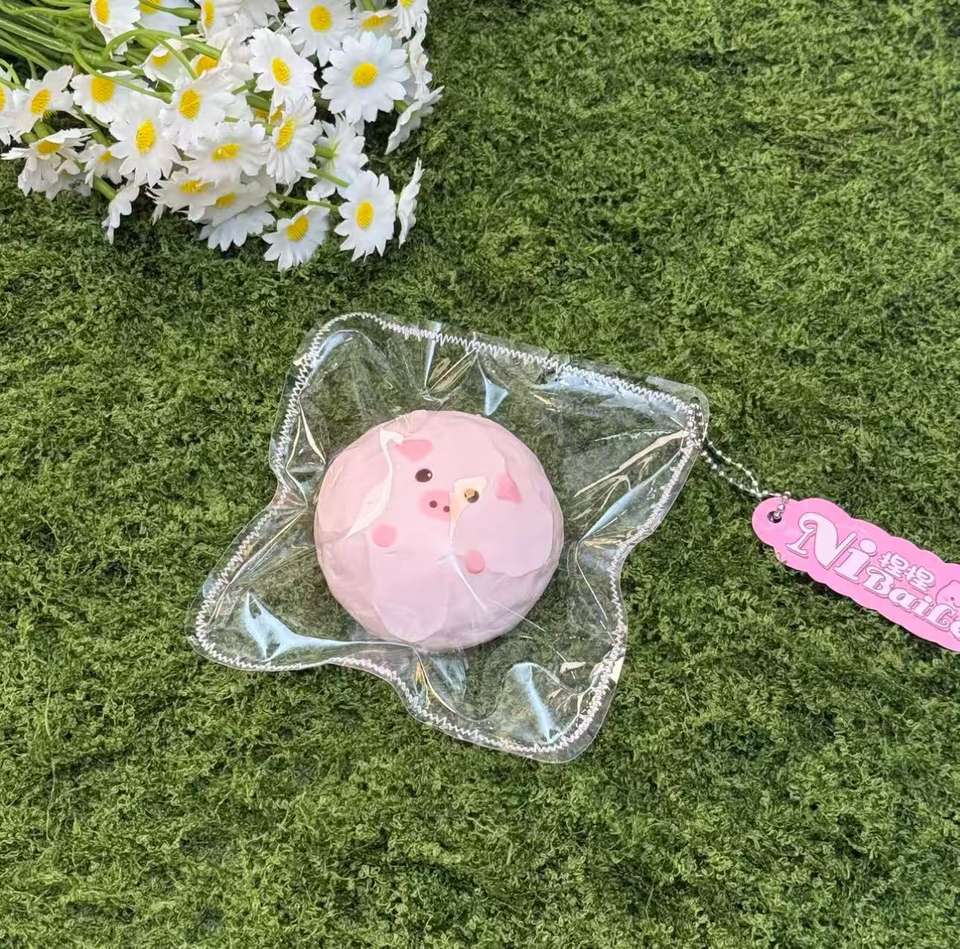 Cute Pink Pig Dessert Squishy Duo, Handcrafted Crunchy Fidget Squeeze ...