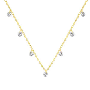 Venta al por mayor caliente 925 plata esterlina circón Micro 18K oro redondo diamante encanto collar de cuentas para las mujeres - Product Image 1