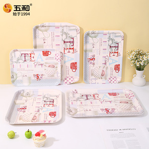 Five Harmony <b>Tea</b> Time <b>Tray</b> Rectangular Melamine Unbreakable Household Serving <b>Tray</b> For Home Living Room Use - Product Image 1