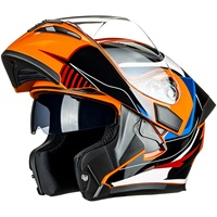 Casque intégral modulaire à visière double relevable ILM pour moto, certifié DOT, modèle 902, orange