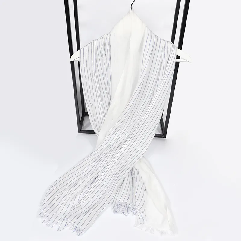 Sciarpa da uomo in lino di cotone sciarpa a righe di marca di moda primavera autunno scialli morbidi caldi sciarpe in nappa di cotone