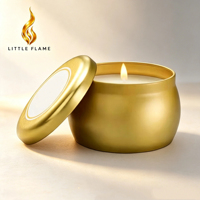 Bougie parfumée en cire de soja en boîte métallique dorée, marque privée, aromathérapie, luxe, cadeaux de mariage, parfum d'ambiance, vente en gros