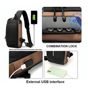 Usine personnalisé unisexe étanche bandoulière sac de messager antivol USB codé serrure fermeture éclair une fronde mode pour le voyage - Product Image 5