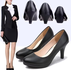 Zapatos <span class=keywords><strong>de</strong></span> Trabajo Impermeables <span class=keywords><strong>de</strong></span> Piel Suave para Mujer, con Tacón Alto y Delgado, Antideslizantes, para Primavera y Verano, Zapatos <span class=keywords><strong>de</strong></span> Primera Calidad para Azafatas - Product Image 1