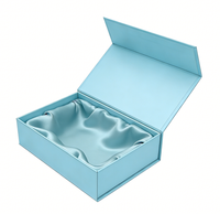 Boîte cadeau magnétique de luxe bleu clair avec doublure en satin, emballage rigide pliable pour cadeaux haut de gamme, personnalisable pour les entreprises