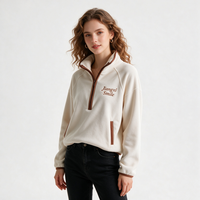 Sudadera de invierno personalizada nueva para mujer con cremallera de un cuarto, suéter cálido de forro polar, suéter informal con media cremallera para entrenamiento