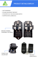 Module d'entrée d'alimentation EN60320 10A 250V Prise C14 avec interrupteur Double porte-fusible Connecteur d'alimentation mâle 3 broches