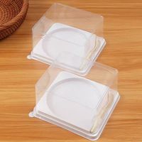 Boîte d'emballage pour cheesecake léger de 4 pouces - Plateau transparent carré avec une fourchette - Boîte à dessert pour yaourt, fromage, mousse