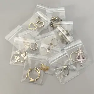 INS kalung penyimpanan perhiasan pencegahan noda plastik bening koleksi anting-anting kemasan PVC anti-oksidasi