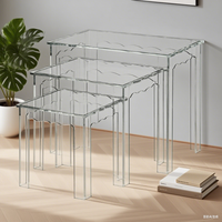Tables basses gigognes modernes, durables et écologiques en acrylique transparent, 3 pièces, pour salon, meubles pour petits espaces