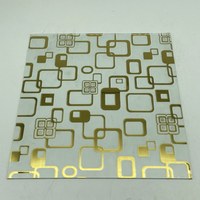 Dekorasi dinding kaca dekorasi, Solid lapis Titanium emas desain bunga es noda untuk kamar mandi dapur kamar tidur