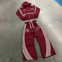 Ensemble de survêtement unisexe personnalisé avec impression sérigraphique, comprenant un sweat à capuche zippé épais et un pantalon de survêtement à double taille