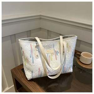 I-0448 Nuevas Bolsas de Lona Grandes para Mujer, Bolsos de Mano Kawaii Bonitos para Mujer, Bolsos de Moda Color Arcoíris para Ir al Trabajo - Product Image 4