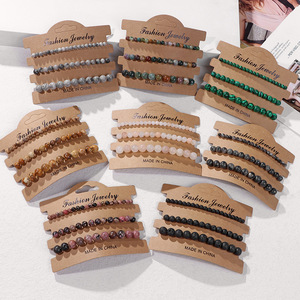 3 Pcs/set 4mm 6mm 8mm Gemstone <strong>Bracelet</strong> Set Anxiety Healing Crystal Dainty Natural Stone <strong>Beaded</strong> <strong>Bracelet</strong> for Women - Product Image 1