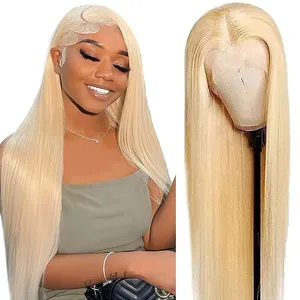 MODERN STAR 13x4 180 Density 40 Inch Virgin 613 Peruvian Deep Wave Wig Human Hair Wig Blonde Full 613 Curly Lace Frontal Wig