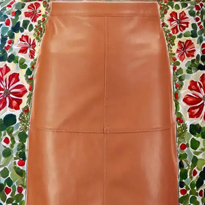 Falda Midi Plisada de Cintura Alta, Elegante y Ajustada, para Mujer, Otoño-Invierno, de Cuero Genuino de la Mejor Calidad - Product Image 2