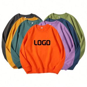 Sweatshirts pour hommes en coton à col rond, avec logo personnalisé multicolore, en tissu bouclé, brodés - Product Image 1