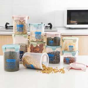 Luftdichtes BPA-freies stapelbares Plastikküchen-Organizer-Glas-Box-<span class=keywords><strong>Set</strong></span> für die Lagerung von Reis getreide Zucker-Tee-Kaffee Andere Lebensmittel - Product Image 2