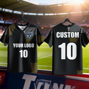Equipaciones de Fútbol Negras y Doradas de Alta Calidad, Tallas Grandes Disponibles, Camiseta de Fútbol con Tejido Transpirable, Ropa Deportiva - Product Image 2
