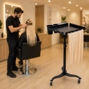 Carrello da Salone a 3 Ruote con Porta Extension, Vassoio Porta Spazzole e Portabicchieri per Attrezzature di Bellezza e Parrucchieri - Product Image 1