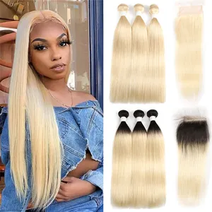 KEMY Direct Supplier 8 "-26" 100% brasilia nische Haar bündel Blonde Glatte Echthaar verlängerungen für schwarze Frauen Haar bündel