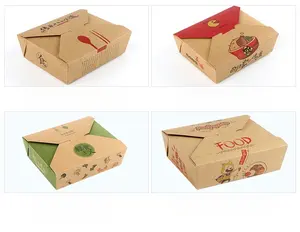 Boîte de nourriture chinoise à emporter en papier kraft Conteneur de nourriture à emporter de haute qualité