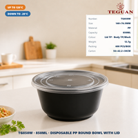 Bol en plastique jetable TeGuan de haute qualité, écologique, compatible micro-ondes, pour salade, soupe, nouilles, camping, emballage personnalisé