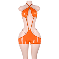 Tenues de danse exotiques en cuir verni, shorts à lacets, bodys, ensembles, sous-vêtements string, costumes de pole dance, vêtements de club, ensemble d'accessoires