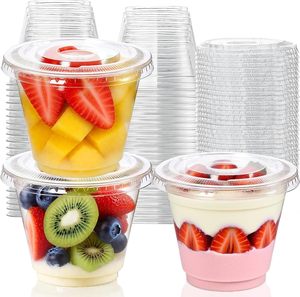 Envase Desechable de PET de Pared Simple de 117 mm, 12/16/24 oz, con Logotipo Personalizado, para Alimentos, Postres, Helados, con Tapas Transparentes - Product Image 1