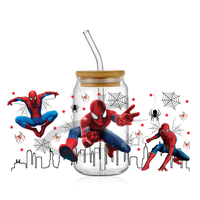 Populaire UV DTF tasse Wrap transferts Spider Boy transfert Film feuille étiquette UV DTF tasse Wraps transferts Anime 16oz tasses