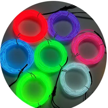 High Brightness Red Green 2.3mm 3M Flexible Rope Tube Neon Glowing Led El Wire led Cable Lights Wholesale
