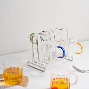 Support à tasses de luxe en acier inoxydable, capacité 6 tasses, drainage inversé, organisateur de cuisine, étagère de rangement multifonction - Product Image 3