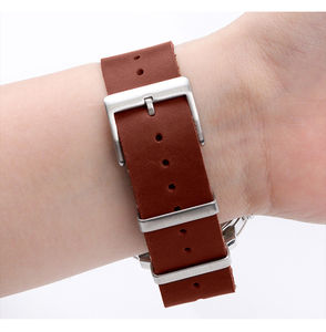 Huanlong สายหนังม้าหนึ่งชิ้น, สายนาฬิกาหนังแท้เย็บหัวเข็มขัดสแตนเลสทำด้วยมือ - Product Image 3