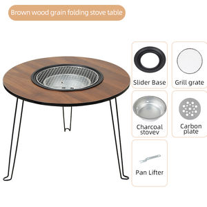 Barbecue portable pliable en fer et bois de qualité supérieure, <span class=keywords><strong>table</strong></span> à thé, chauffage au feu domestique, <span class=keywords><strong>brasero</strong></span>, barbecue de camping pour 3 à 5 personnes - Product Image 3