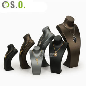 SHERO haut de gamme noir PU cuir luxe anneau stand collier bijoux présentoir présentoir accessoires fenêtres bijoux stand ensembles - Product Image 1