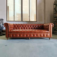 Vintage Braunes Ölwachs-Leder Chesterfield 3-Sitzer Sofa mit Tiefer Knopfheftung für Möbelgroßhandel