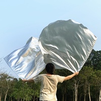 Drapeaux de culte Nayaking avec tiges flexibles, drapeaux de danse à ailes d'ange, bannière de danse d'église, demi-cercle, 2 drapeaux + 2 bâtons