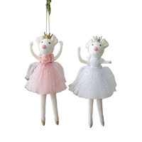 Pendentif ange de Noël en peluche écologique, fait main, personnalisé, en forme de souris de ballet, dansante, pleine couleur, pour arbre de Noël