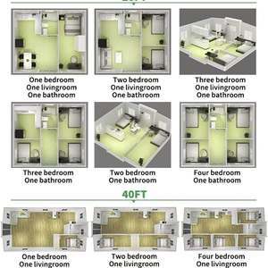 Maison de luxe en conteneur extensible de 40 pieds, 3 chambres, 2 salles de bain, imperméable, antichoc, résistante au vent, design moderne, bureau, villa - Product Image 6