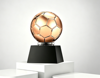 Trophée de football en résine HDW Premium avec design de ballon or, argent, bronze, base noire gravée sur mesure, trophée en cristal