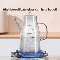 Pot minyak kaca borosilikat tinggi, wadah penyimpanan tinggi anti lengket dari baja dapur, botol minyak rumah tangga tahan panas