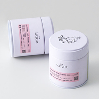 Boîte en fer blanc personnalisée de qualité supérieure pour matcha, 30g, avec couvercle en plastique, de qualité alimentaire, vide, pour poudre de matcha, café et thé