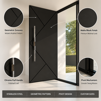 Porte d'entrée pivotante en acier de luxe moderne sur mesure, finition polie à la main, système de verrouillage multipoints, antivol, pour villa, cour, porte principale