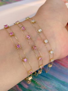 กำไลข้อมือเพชรแท้ Xinfly 18K ทองคำ ดีไซน์เรียบหรู สองชั้น สำหรับผู้หญิง ป้องกันการแพ้ เหมาะเป็นของขวัญสำหรับเธอ - Product Image 3