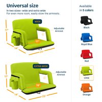 25 pouces Extra Large Support dorsal étanche Chaise de gradin à piles Siège de stade chauffant pliant pour gradins