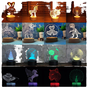 Vente en gros de lampes de bureau 3D LED en acrylique RVB multicolores veilleuses pour chambre à coucher Mini LED de nuit en cristal à énergie tactile de style minimaliste - Product Image 5