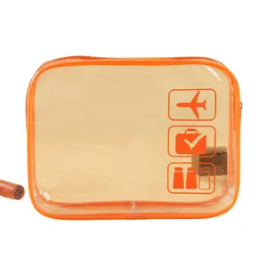 Customized PVC transparent printed makeup bag clear waterproof travel cosmetic bag for Women