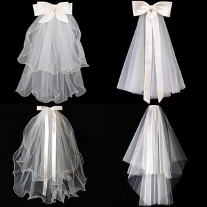 Bandeau en mousseline de soie française minimaliste haut de gamme, voile de mariée élégant pour les mariées - Product Image 1
